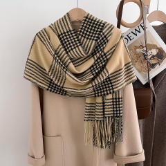 Classic thick design plaid pattern autumn winter warm scarf