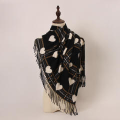 New Style Heart Scarf  Faux Cashmere Winter Warm Thickened Scarf Wholesale