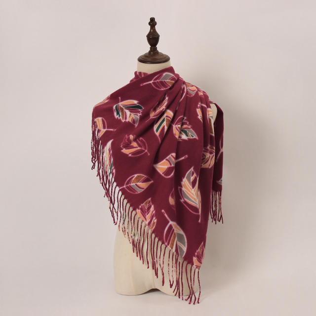 2025 New Soft Thickeneded Warm Imitation Cashmere Printed Tassel Scarf
