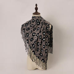 New Leopard Print Scarf for Women Trendy Long Imitation Cashmere Scarf,
