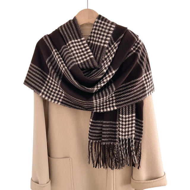 Classic thick design plaid pattern autumn winter warm scarf