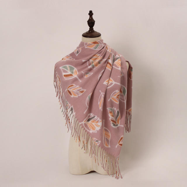 2025 New Soft Thickeneded Warm Imitation Cashmere Printed Tassel Scarf