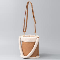 Vintage Bucket Bag Autumn Winter Plush Handbag