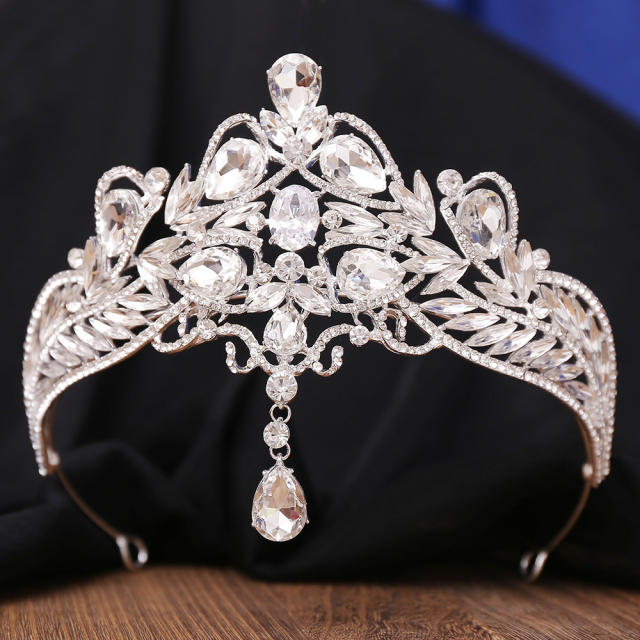 Barqoue style colorful glass crystal statement wedding birthday crown