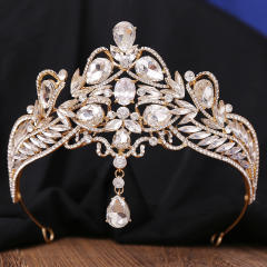 Barqoue style colorful glass crystal statement wedding birthday crown