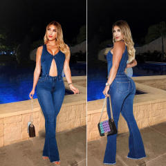 Sexy fashion slim slim pants jeans denim jumpsuit