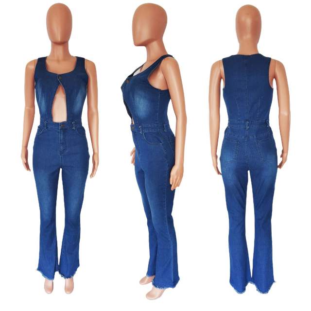Sexy fashion slim slim pants jeans denim jumpsuit
