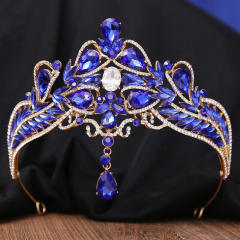 Barqoue style colorful glass crystal statement wedding birthday crown