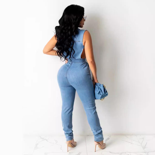 European American wear fashion Denim women's slim jumpsuit