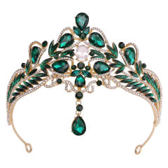 Barqoue style colorful glass crystal statement wedding birthday crown