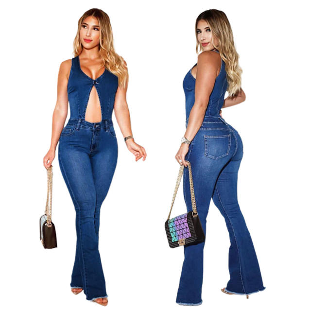 Sexy fashion slim slim pants jeans denim jumpsuit