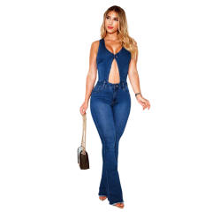 Sexy fashion slim slim pants jeans denim jumpsuit