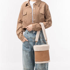 Vintage Bucket Bag Autumn Winter Plush Handbag