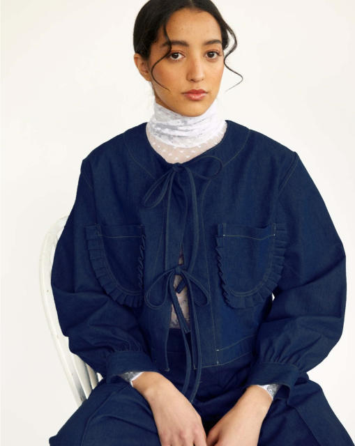 Denim Jacket for Women Autumn Winter New Street Trendy Long-Sleeved Lace-Up Loose Jacket