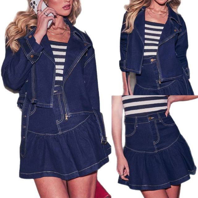 Autumn winter new fashion casual loose women's Denim coat overskirt suit