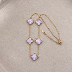 15mm double-sided four-leaf clover five-flower necklace non-fading stainless steel necklace