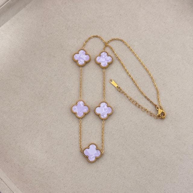 15mm double-sided four-leaf clover five-flower necklace non-fading stainless steel necklace