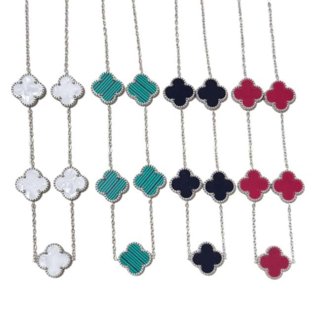 15mm double-sided four-leaf clover five-flower necklace non-fading stainless steel necklace