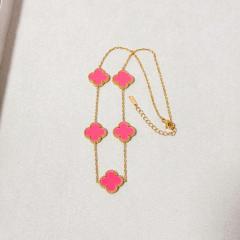 15mm double-sided four-leaf clover five-flower necklace non-fading stainless steel necklace