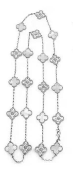 13MM stainless steel 90CM 20 flower double-sided diamond shell lucky four-leaf clover necklace