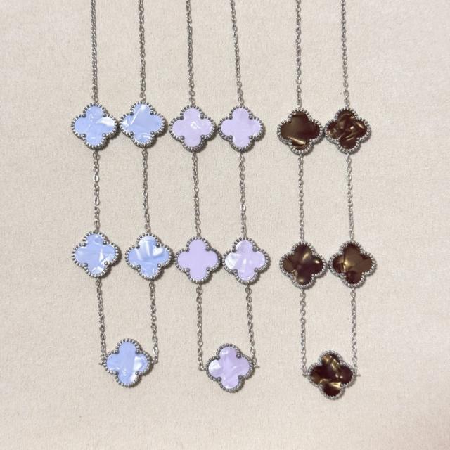 15mm double-sided four-leaf clover five-flower necklace non-fading stainless steel necklace