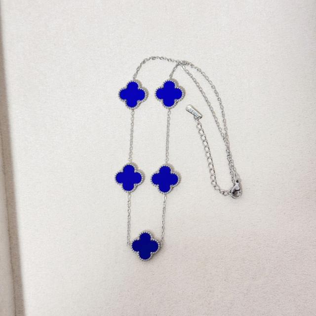 15mm double-sided four-leaf clover five-flower necklace non-fading stainless steel necklace