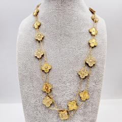 13MM stainless steel 90CM 20 flower double-sided diamond shell lucky four-leaf clover necklace