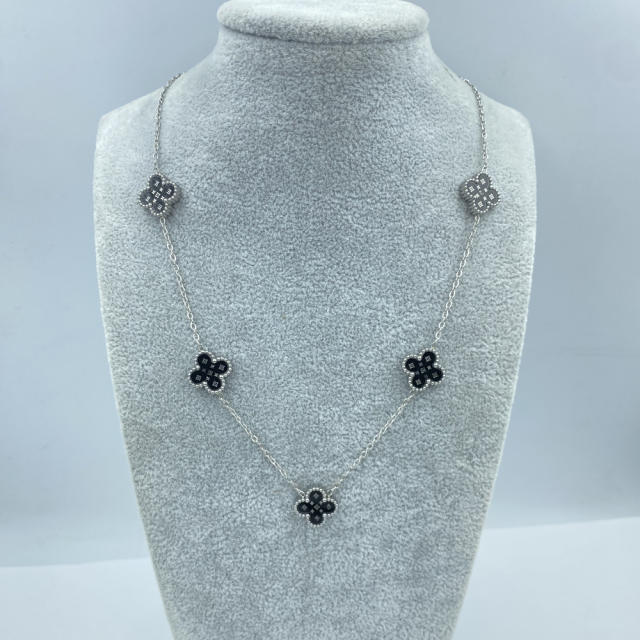 13MM stainless steel 5 flower double-sided shellfish star grain clover necklace