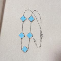 15mm double-sided four-leaf clover five-flower necklace non-fading stainless steel necklace