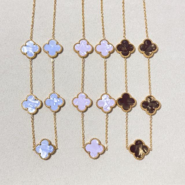 15mm double-sided four-leaf clover five-flower necklace non-fading stainless steel necklace