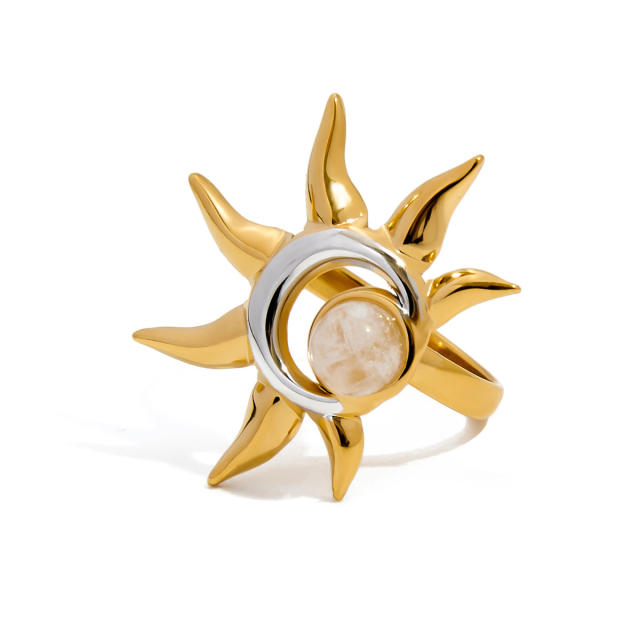 Original moonstone statement sun stainless steel rings