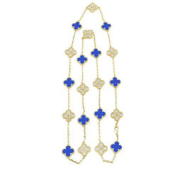 13MM stainless steel 90CM 20 flower double-sided diamond shell lucky four-leaf clover necklace