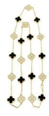 13MM stainless steel 90CM 20 flower double-sided diamond shell lucky four-leaf clover necklace