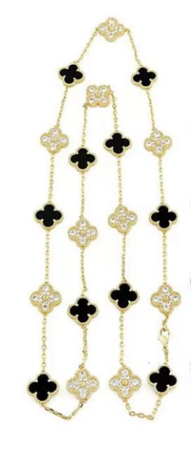 13MM stainless steel 90CM 20 flower double-sided diamond shell lucky four-leaf clover necklace
