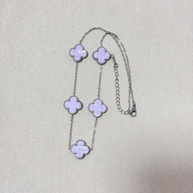 15mm double-sided four-leaf clover five-flower necklace non-fading stainless steel necklace