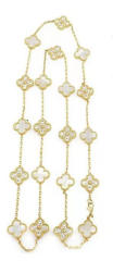 13MM stainless steel 90CM 20 flower double-sided diamond shell lucky four-leaf clover necklace