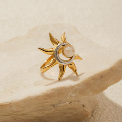 Original moonstone statement sun stainless steel rings