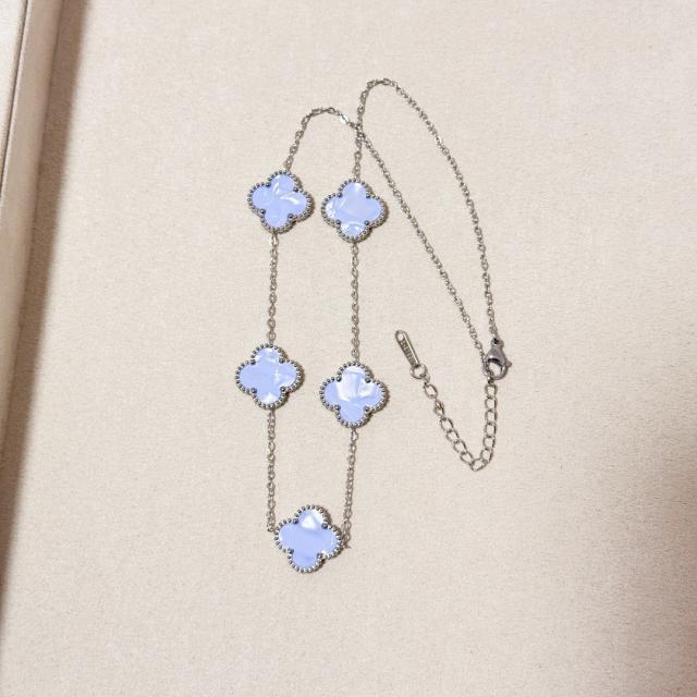 15mm double-sided four-leaf clover five-flower necklace non-fading stainless steel necklace