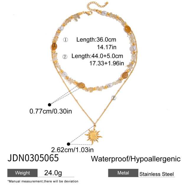 Holiday opal stone statement sun design stainless steel necklace earrings suit