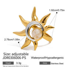 Original moonstone statement sun stainless steel rings