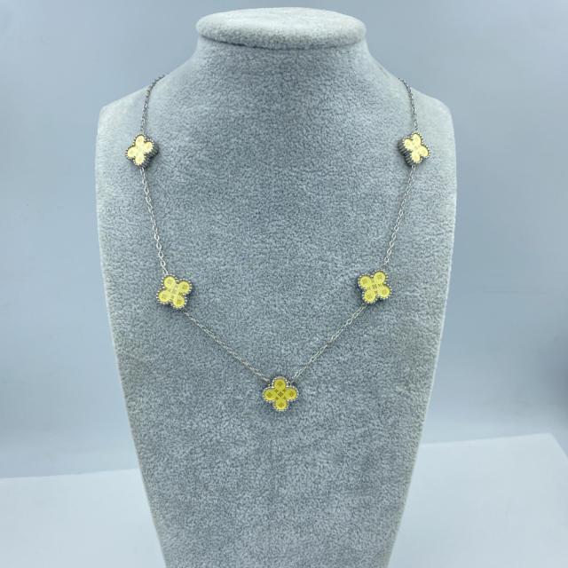 13MM stainless steel 5 flower double-sided shellfish star grain clover necklace