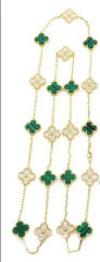 13MM stainless steel 90CM 20 flower double-sided diamond shell lucky four-leaf clover necklace