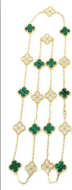13MM stainless steel 90CM 20 flower double-sided diamond shell lucky four-leaf clover necklace