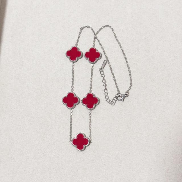 15mm double-sided four-leaf clover five-flower necklace non-fading stainless steel necklace