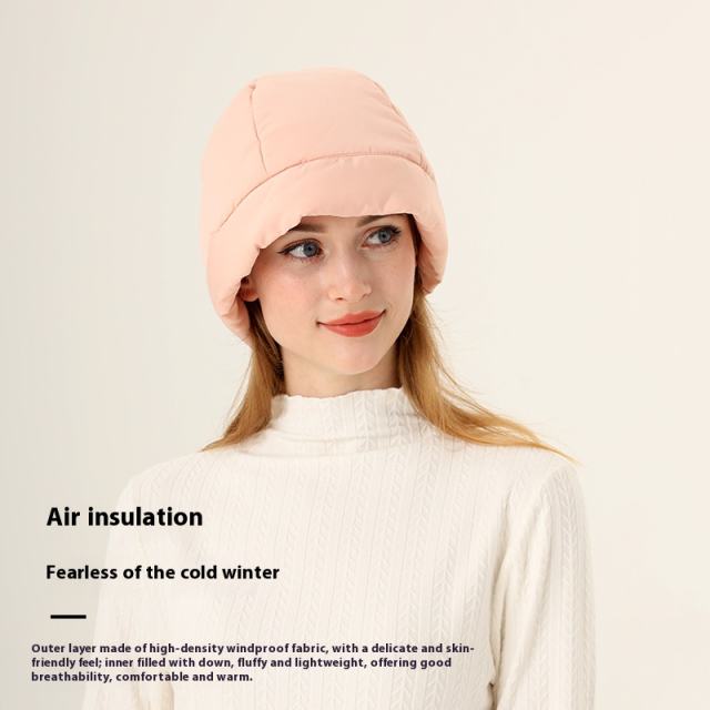 Winter down Cotton Hat Women's Winter Casual Warm Cold-Proof Liner Windproof Fleece-Lined Thickeneded Hat