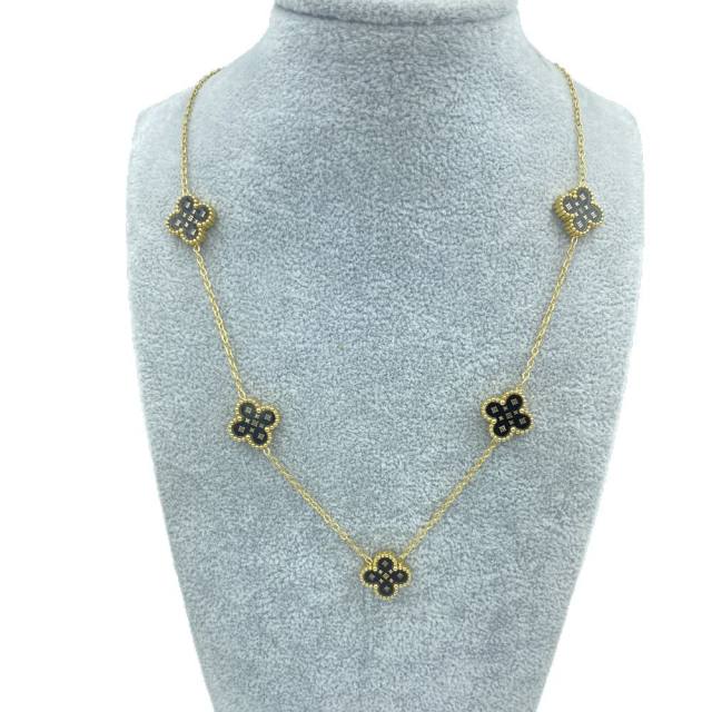 13MM stainless steel 5 flower double-sided shellfish star grain clover necklace