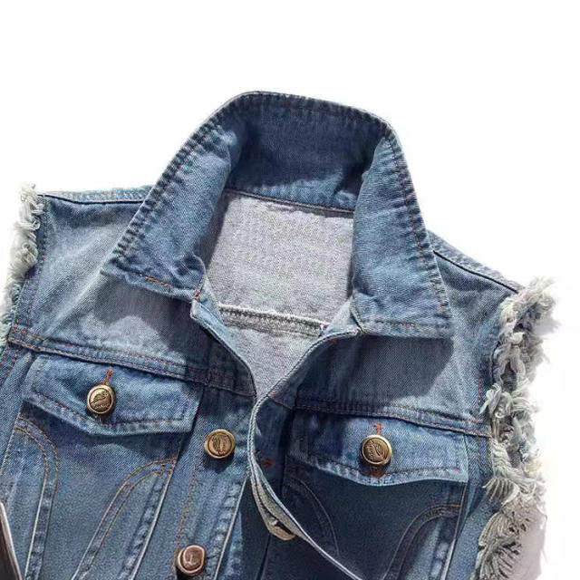 Denim Vest Men's Korean Style Slim-Fit light blue Vest