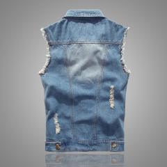 Denim Vest Men's Korean Style Slim-Fit light blue Vest