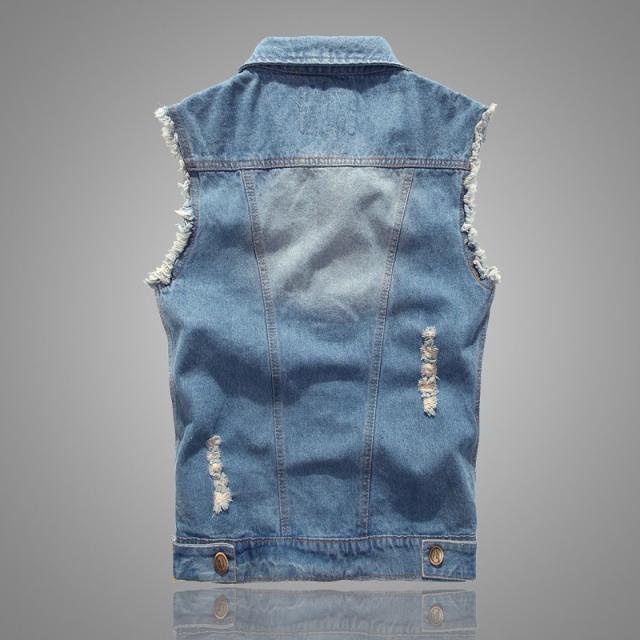 Denim Vest Men's Korean Style Slim-Fit light blue Vest