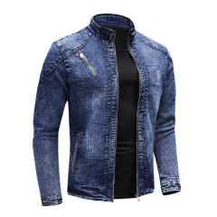 New Men's Denim Jacket Fashionable Jacket Casual Stretch Washed Denim Jacket
